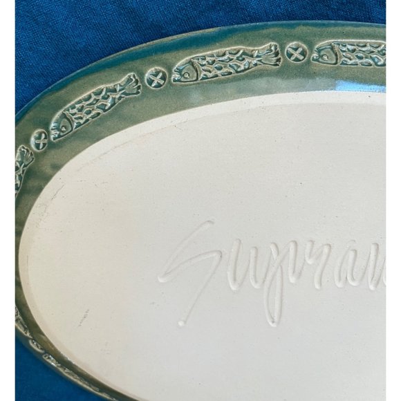 Hawksbill Pottery Scott Supraner Art Signed Dragonfly Fish Gecko Platter Dish - Picture 12 of 12
